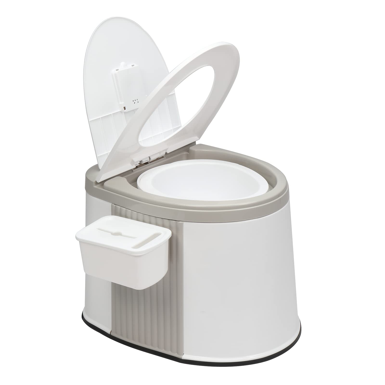Bonnlo Inodoro portátil para camping, Inodoro viajero portátil, cubeta interior desmontable. Inodoro móvil con asiento, tapa y sujetapapeles (Gris y Blanco)