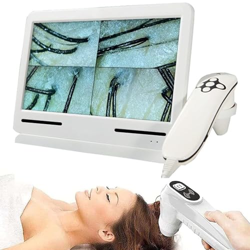 Detector de cuero cabelludo y cabello, analizador de cabello para diagnóstico de piel, detector de folículos cutáneos digital 200X de 10 pulgadas, analizador de máquina, detección de piel y cabello