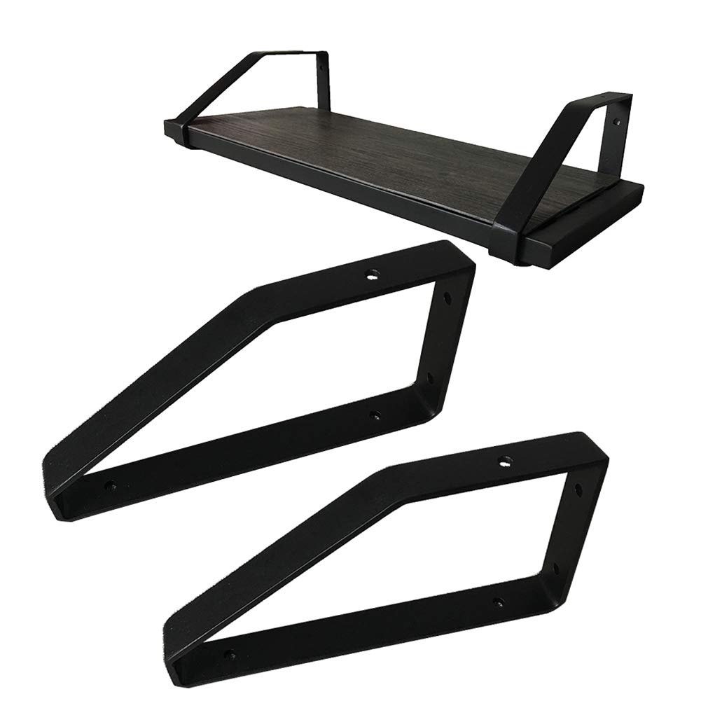 Staffe per mensole da Parete 15/20/25/30/35 cm, Supporto per mensole triangolari rustiche industriali, Staffa per scaffali Aperta Fai da Te Nera, per casa, Garage, Cucina, Set di 2
