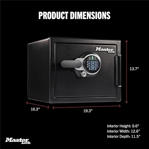 Miniatura 3 de Master Lock - Caja de seguridad premium negra a prueba de fuego y agua con teclado digital, 0.82 pies cúbicos, STW082GTC