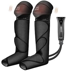 FIT KING Foot and Leg Massager for Circulation and Pain Relief with Knee Heating Therapy – Handheld Controller 3 Modes 3 Intensities – FSA HSA Eligible