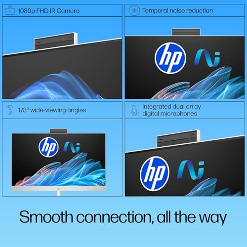 Image of HP AIO, 13th Gen Intel Core i3-1315U,(8GB DDR4,512GB SSD) 300 nits, Anti-Glare, 23.8inch(60.5cm) FHD, Win11, M365, Office24, Shell White, 5.27kg, FHD IR Camera w /Privacy Shutter, 24-cr0901in /cr0905in