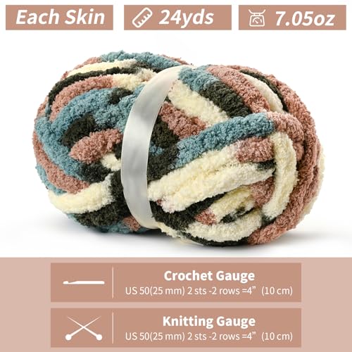 Image of 10 Pack Jumbo Chunky Yarn for Hand Knitting, Fluffy Chunky Chenille Yarn for Crocheting, Variegated Chunky Knit Baby Blanket Yarn, 240 yds /70.5 oz Super Bulky Yarn(Apricpot Green)