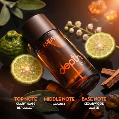 Image of EMBARK Depth Blaze Long Lasting Perfume for Men | 100ml Eau De Parfum | Woody Fruity Premium Fragrance | Gift for Men