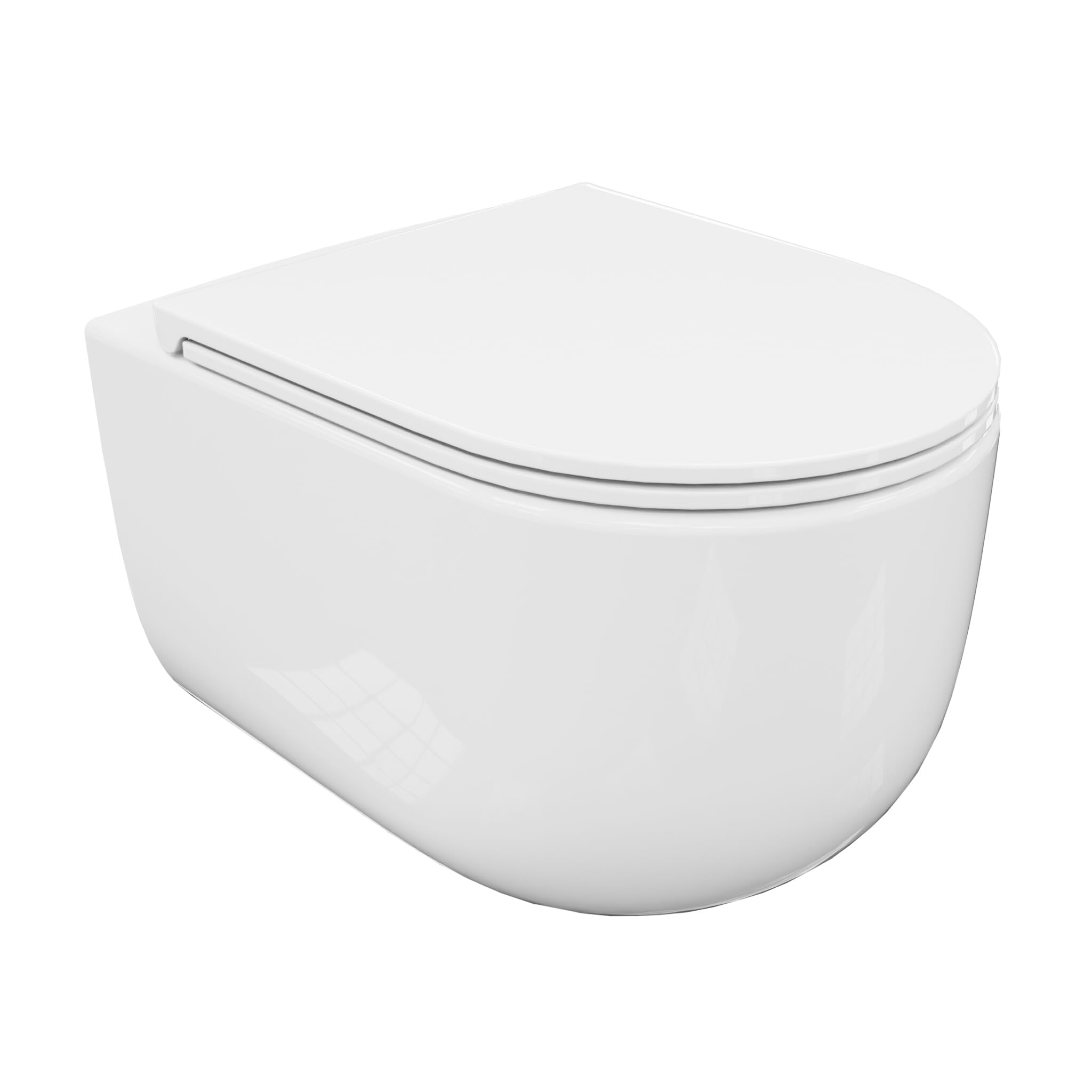 LAVITA Rimo 3.0 WC da parete senza bordo con sciacquone Tornado incluso sedile WC Softclose in Duroplast – WC sospeso in ceramica bianco lucido, 570 x 400 x 390 mm