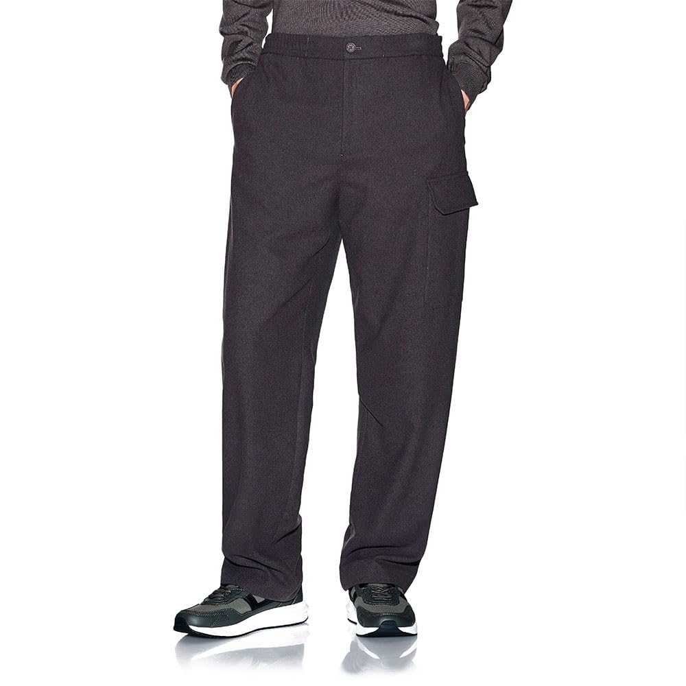 Armani Exchange Men's Gray Straight Trousers, W33, Wool Blend Cargo Trousers