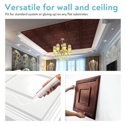 image for STICKGOO Glue Up Ceiling Tiles, 24x24 Inch PVC Decorative Drop Ceiling