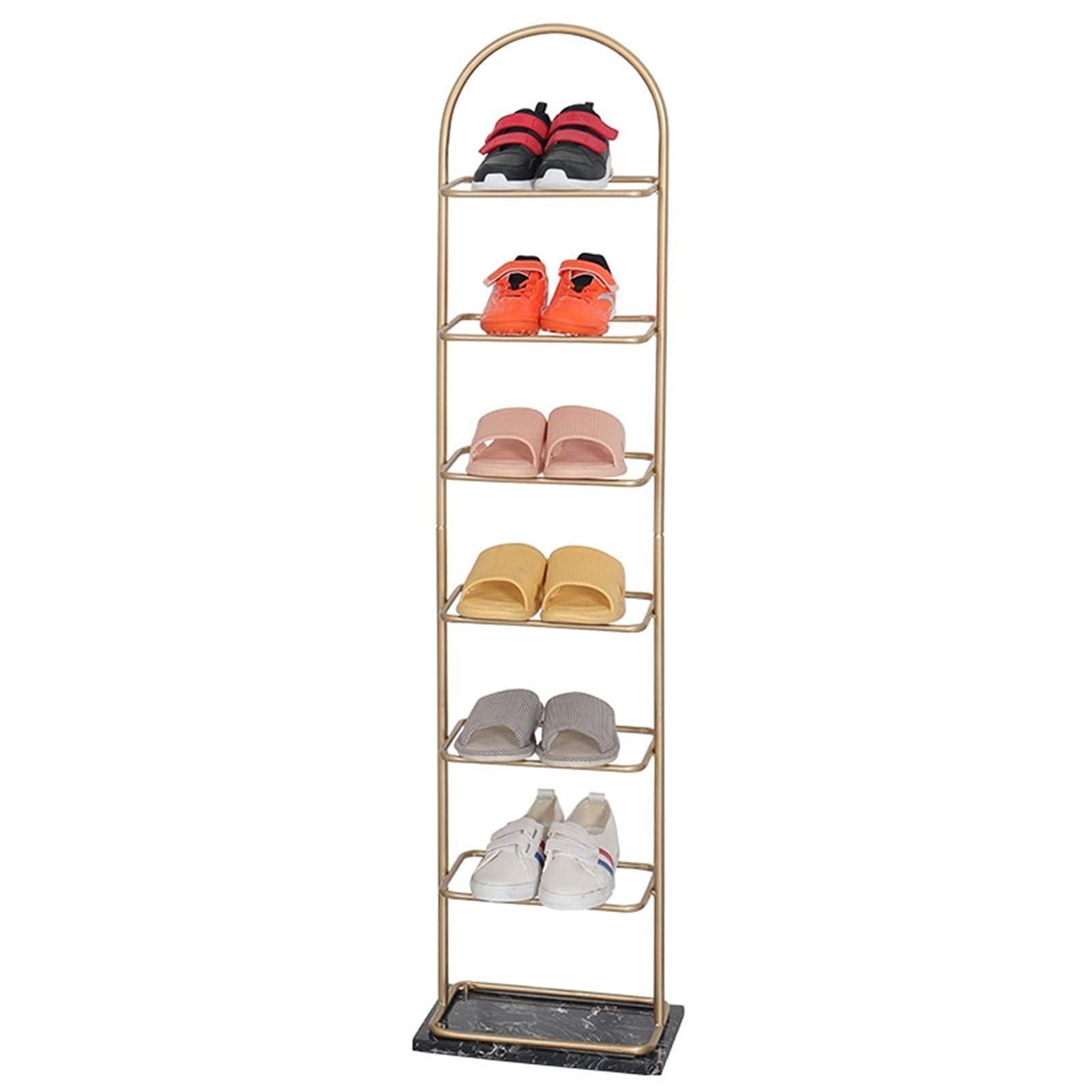 Étagère à chaussures grand volume en métal noir à 7 plateaux