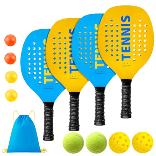Tennis Racket for Outdoor Play with 4 Paddle Ball Rackets,Beach Outdoor Game for Adults Family Outdoor Lawn Outside Backyard Games