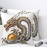 Taille et colis : housse de coussin de 45,7 x 45,7 cm. Comprend 2 housses de coussin sans coussin. Les taies d'oreiller dragon chinois avec perles sont un moyen facile de donner un nouveau look à votre ancien coussin et un excellent choix pour égayer votre chambre à coucher, coussin de canapé