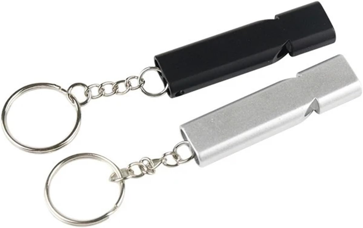 Safety Whistle 50 PCS Flat Aluminum Alloy Dual Frequency Survival Whistle Double Tube