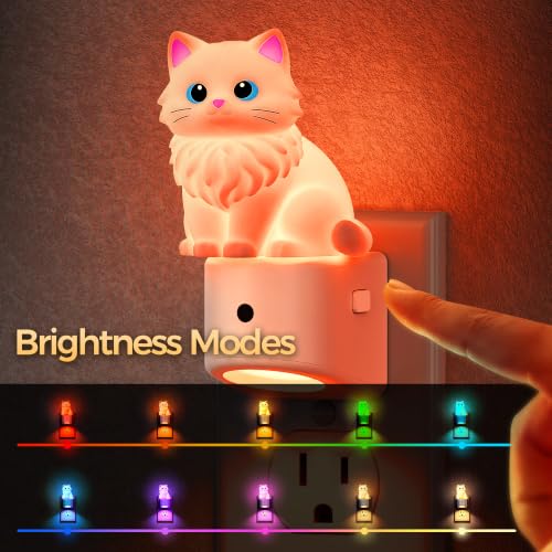 Image of DORESshop LED Night Light for Kids, Ragdoll Cat Night Lights Plug into Wall, 8 Colors+ Soft White 3000K Nightlight, Dusk to Dawn Sensor, Nightlights for Kids Room, Bedroom, Birthday Gift