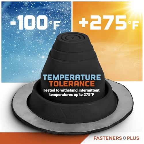 Image of Fasteners Plus #1 Round EPDM Metal Roof Pipe Flashing Boot (Fits 1 /4 inch - 2-1 /2 inch Pipe OD), Black