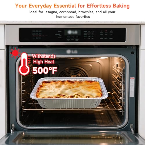 Image of Aluminum Pans with Clear Lids 9x13-10 Pack Aluminum Foil Pans, Heavy Duty Disposable Pans for Cooking, Baking, Meal Prep, Parties & Food Storage