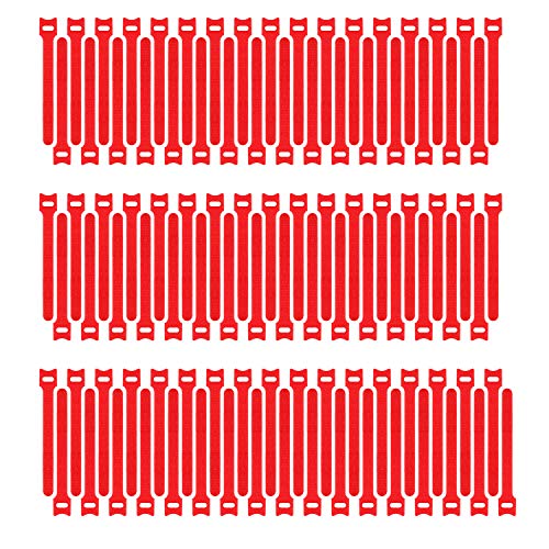 Pasow 100pcs Reusable Fastening Cable Ties Adjustable Wire Management 7 Inch (Red)