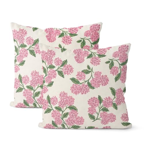 Pink Hydrangea Vintage Pillow Covers