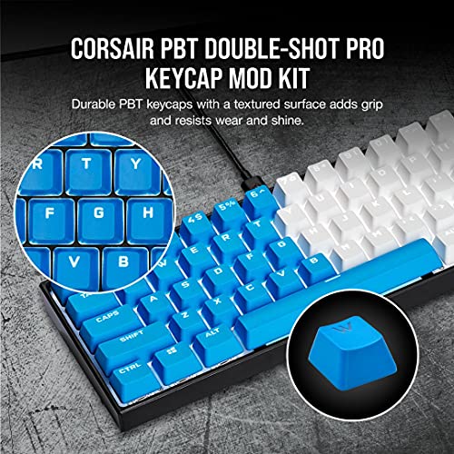 Image of Corsair PBT Double-Shot PRO Keycap Mod Kit - Double-Shot PBT Keycaps - ELGATO Blue - Standard Bottom Row - Textured Surface - 1.5mm-Thick Walls - O-Ring Dampeners (CH-9911030-NA)