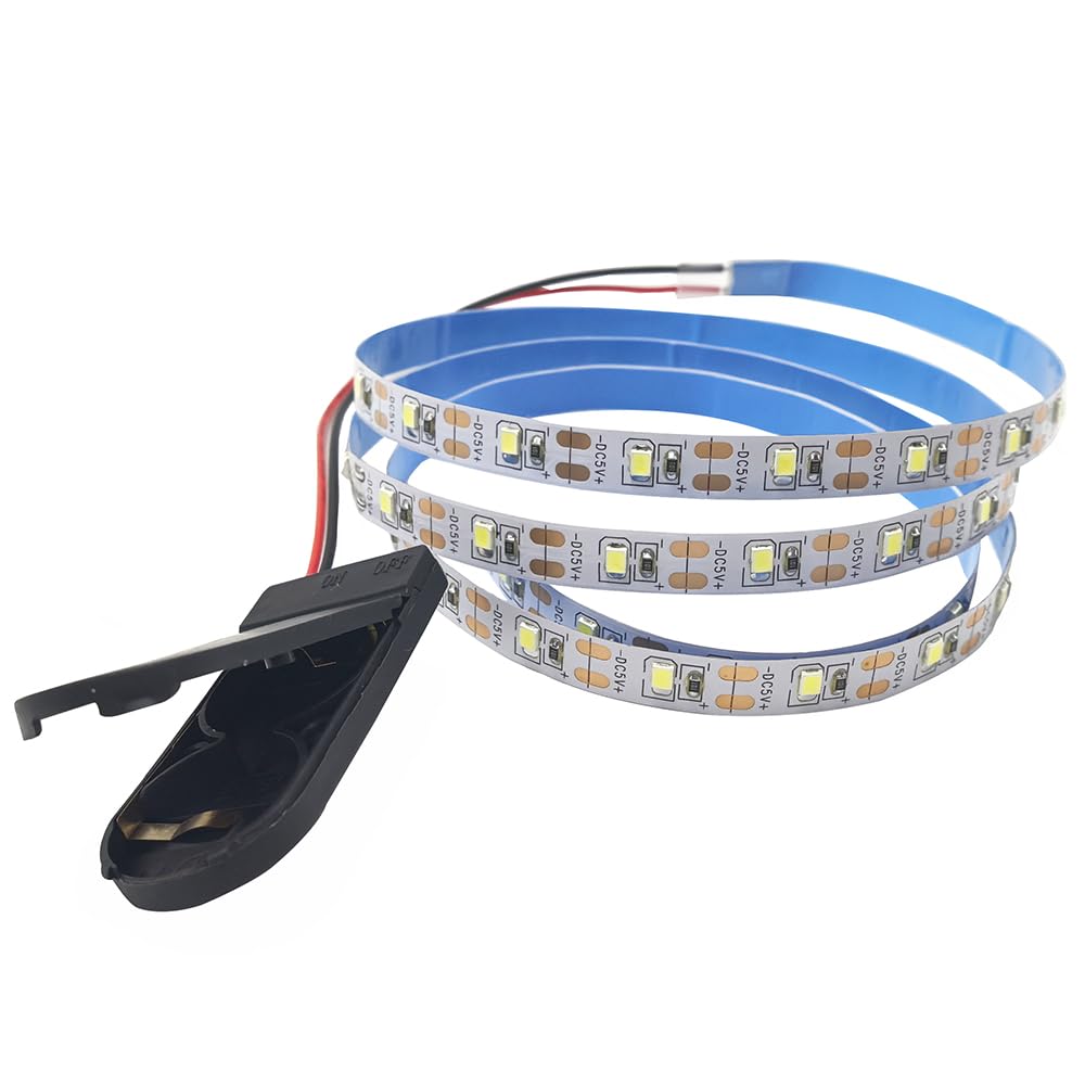 Vrabocry Button Battery Powered LED Strip Light 2835 SMD 1M DC5V 60LEDs/m White Non Waterproof IP21 Flex led Tape Lights Home Decoration