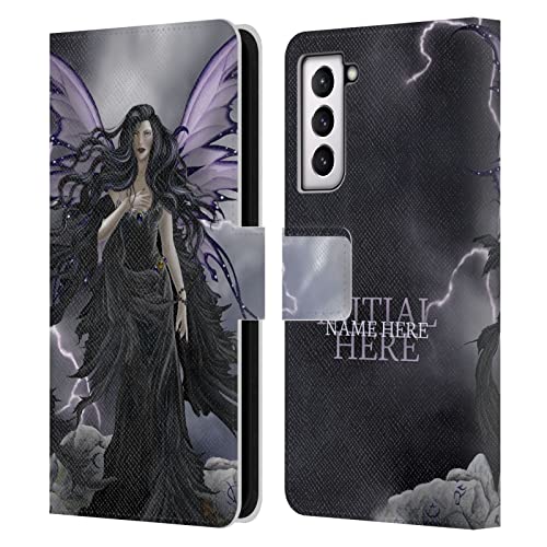Coque en cuir portefeuille Galaxy S21 fée des tempêtes nom personnalisé