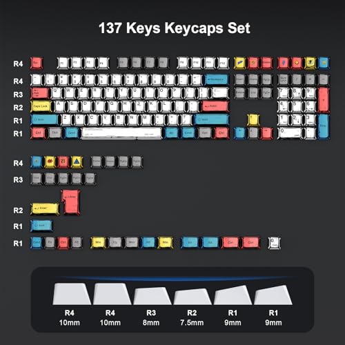 Retro PBT Keycap, Comic Theme Keycap Set, 137 Keys Dye Sublimation Keyboard Keycaps, Compatible with 60% 75% 100% Mechanical Keyboards
