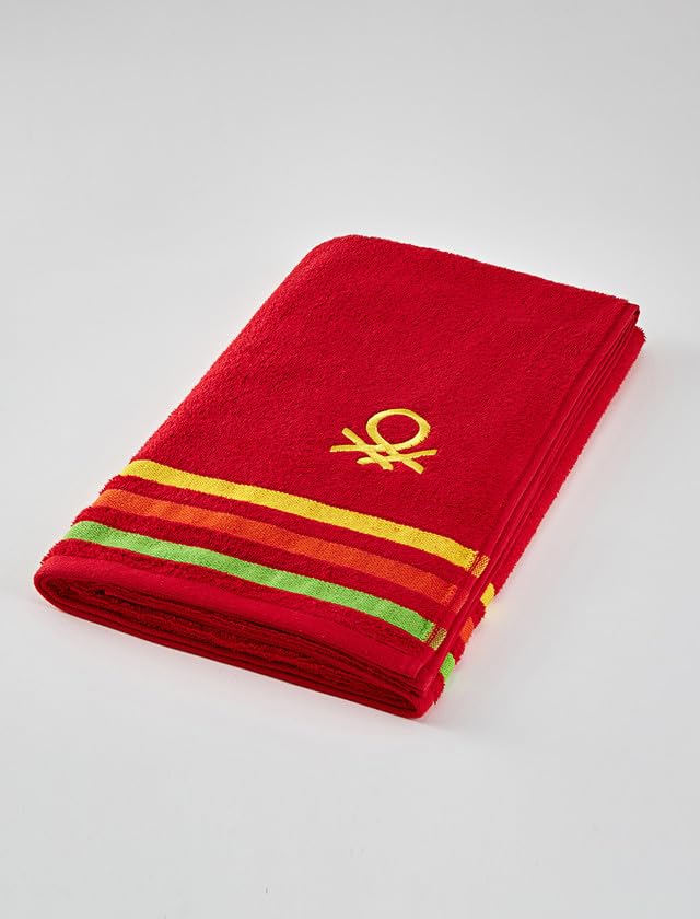 Image of United Colors of Benetton Rainbow Cotton Hand Towel | Set of 2 | 40x60 cm | Red