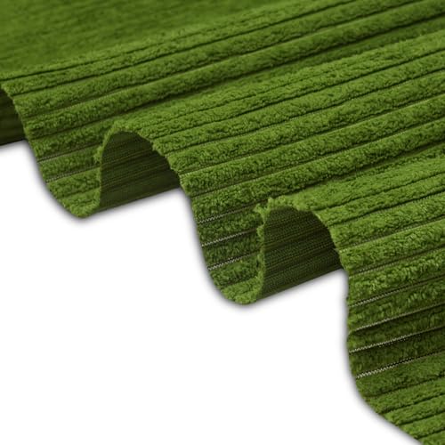 Image of Encasa XO Corduroy Fabric by the Meter, 59 inch Wide Premium 238 GSM Polyester Upholstery & Sewing Material, Soft Ribbed Military Green Fabric for Sofa /Cushion Covers, Trousers, Curtains & DIY Crafts