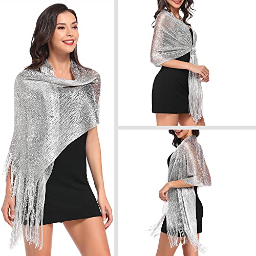 vimate Sparkling Metallic Shawls and Wraps for Evening Party/Wedding/Formal Dresses (With Free Buckle)4