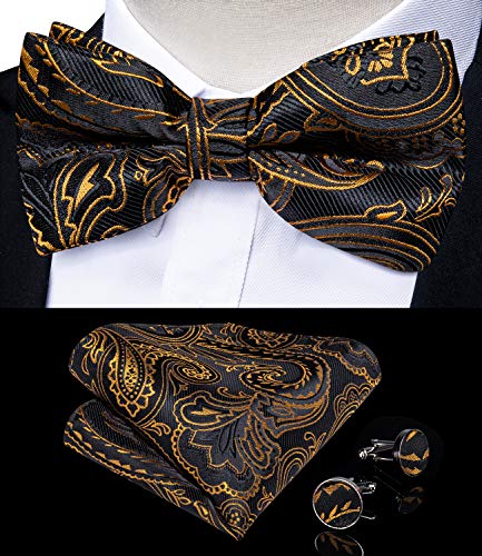 Image of DiBanGu Paisley Bow Tie and Supenders for Men Tuxedo Heavy Duty 6 Clips Suspender Adjustable Y-Shape Mens Trouser Braces