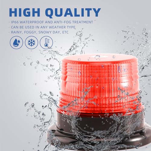 Image of Red LED Beacon Lights 12-24V Warning Safety Flashing Emergency Roadside Strobe Mini Light Bar with Magnetic Base for Snow Plow Truck Construction Vehicles Forklift Tractor Golf Carts 1-Pcs