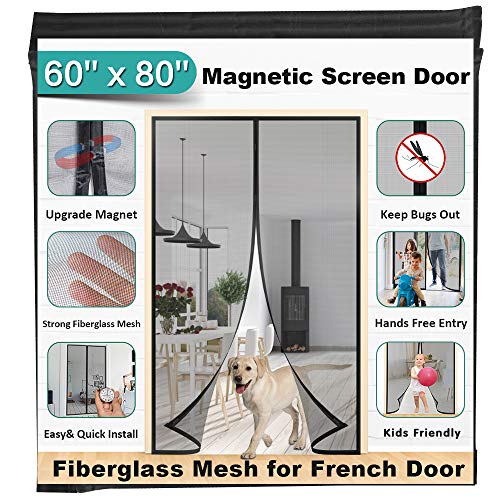 Mkicesky 60 x 80-Inch Magnetic Screen French Mesh Curtain Durable, Keep Bug Out