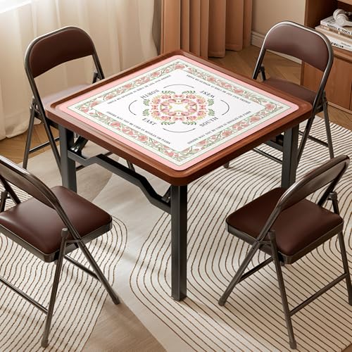 YAQUHO Mahjong Mat - 33"x33" Non-Slip Noise Reduction Gaming Mat for Table, 3mm Thickened Multi Purpose Mahjong Tablecloth with Carrying Bag, for Mahjong, Poker, Board Tile Games, Dominoes, Pink by YAQUHO - Used condition - Image 2