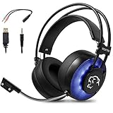 ROXTAK Cuffie Gaming, Cuffie da Gioco Microfono, Fascia per Il Suono Surround 7.1 virtuale, Illuminazione a LED, Jack da 3,5 mm per PS4 PRO / PS4 Xbox One PC Laptop Mac Telefono Cellulare