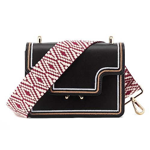 Image of Wide Shoulder Strap Adjustable Replacement Belt Guitar Style Crossbody Bag Handbag Strap Multicolor Canvas Straps(Wide:2in)(Color7)