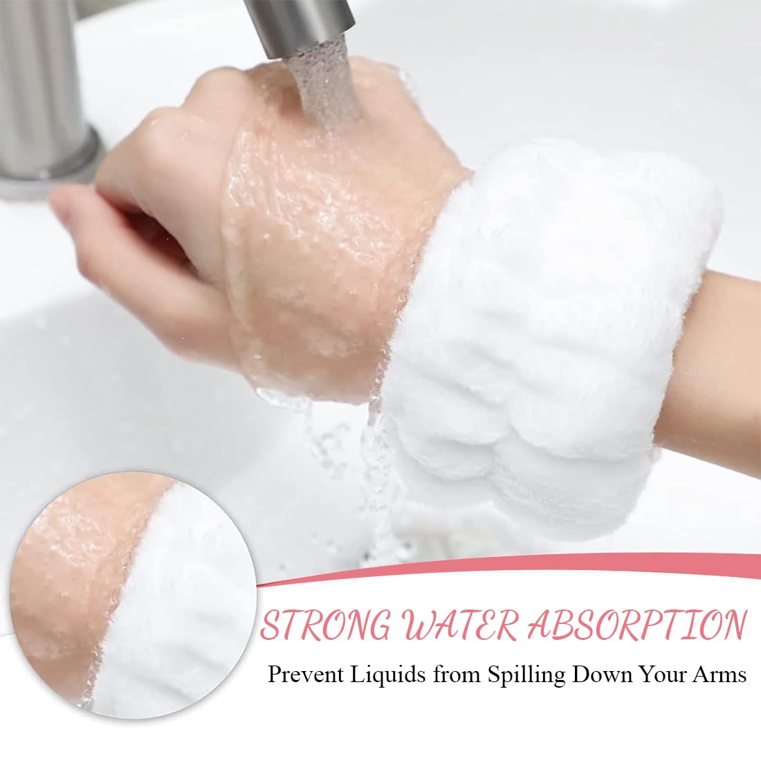 8 Piezas Pulseras de Mujer para Lavar la Cara Toallas de Muñeca Absorbentes Muñequera Banda de Sudor para Niñas Evitar Que el Agua Se Saiga Los Brazos