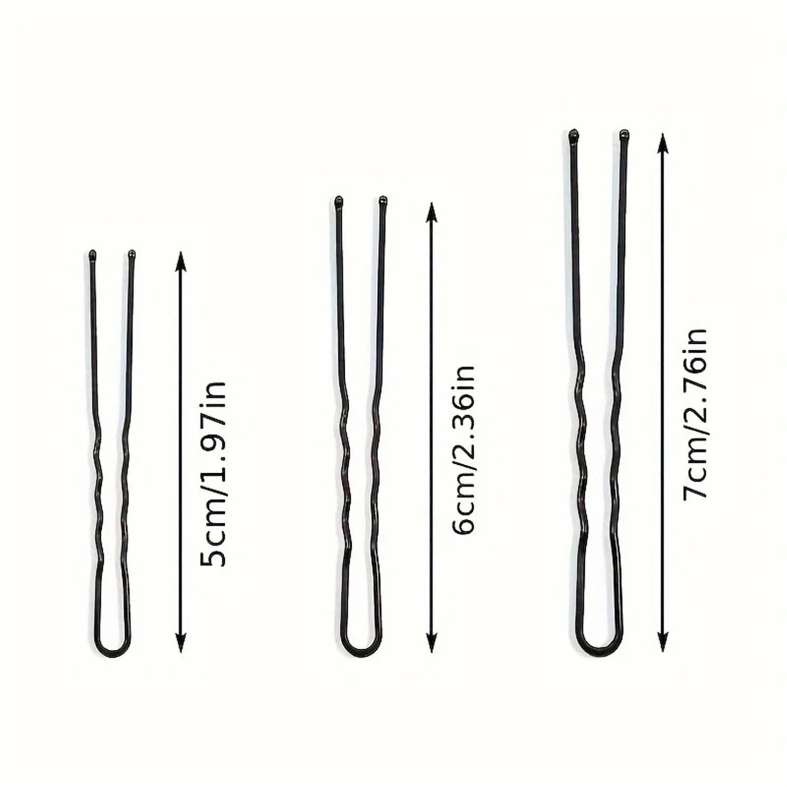 Horquillas para el pelo en forma de U, 1500 unidades onduladas en forma de U: horquillas de metal negro, herramientas de peinado para la creación de peinados de mujer (5 cm)