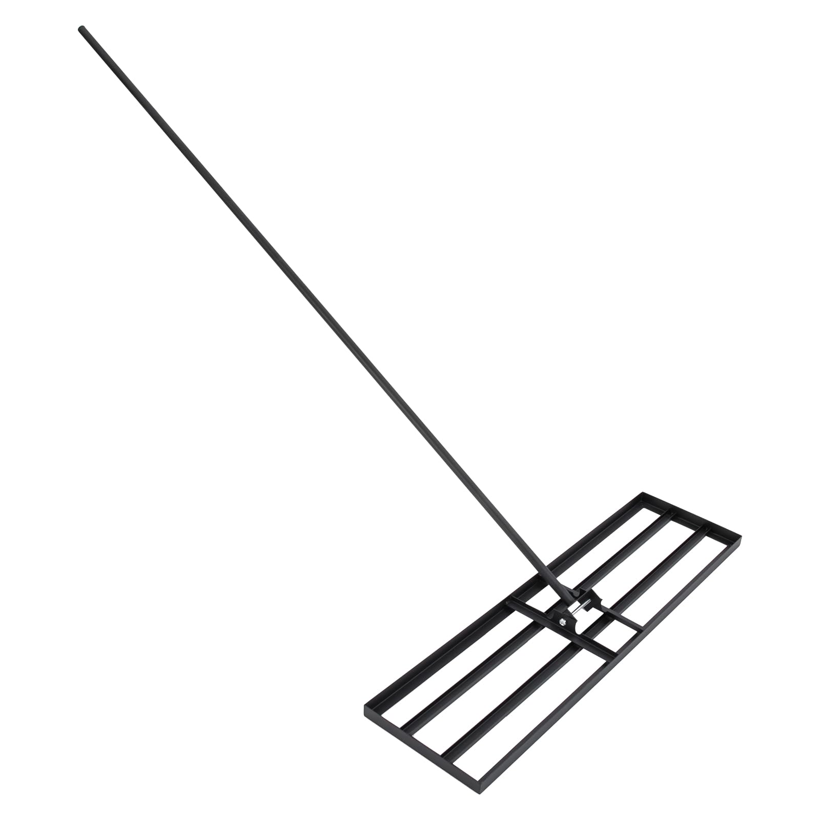 Rastrello livellatore per prato, attrezzo da giardinaggio per la cura del prato con manico da 175 cm, angolo flessibile, per cortili, giardini, fattorie, prati, angolo di rotazione 180°, dimensioni