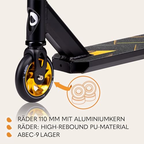 LIONELO WHIZZ Stunt Scooter, ABEC-9 Kugellager, Aluminium Deck, HIC Kompressionssystem, 110mm Rollen, breiter T-Rohr Lenker, Flex Fender MN Steel Bremse, einzigartiges Design