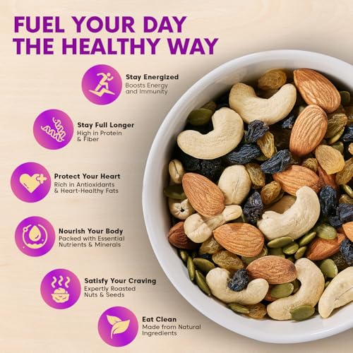 Image of Ethno Protein Packed Bio-Activated Trail Mix (14-Pack) - Roasted Almonds, Cashews, Raisins, Pumpkin Seeds - Sprouted Nuts & Seeds + Mixed Dry Fruit Combo Pack - No Added Sugar, Oil-Free, Healthy Snack