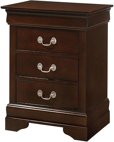 Glory Furniture Louis Phillipe Mesita de noche con 3 cajones en capuchino Capuccino,Beige,Negro -,Gris,Roble,plateado, (Silver Champagne),verde