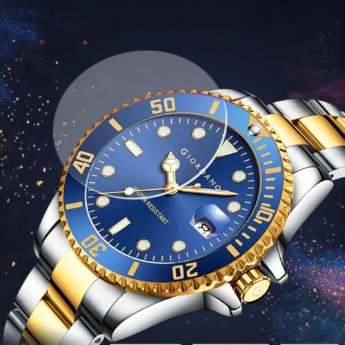 Image of Giordano Premium Analog Watch for Men with Rotating Bezel, Stainless Steel Strap and Date Display
