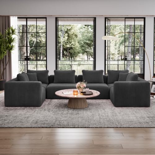 Image of Avenco 141-inch 6-seat Modular Sectional Sofa Couch, Corduroy Fabric