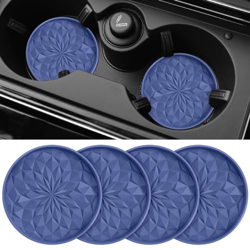 Image of ME.FAN Car Coasters for Cup Holders [4 Pack] - 2.75In Silicone Auto Mug Mats - Universal Non-Slip Recessed Car Interior AccessoriesNavy Blue