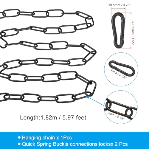 PATIKIL 6 Feet Black Finish Lighting Hanging Chain, Metal Looping Chain for Hanging Plant Pendant Chandelier Light Fixture - Image 2