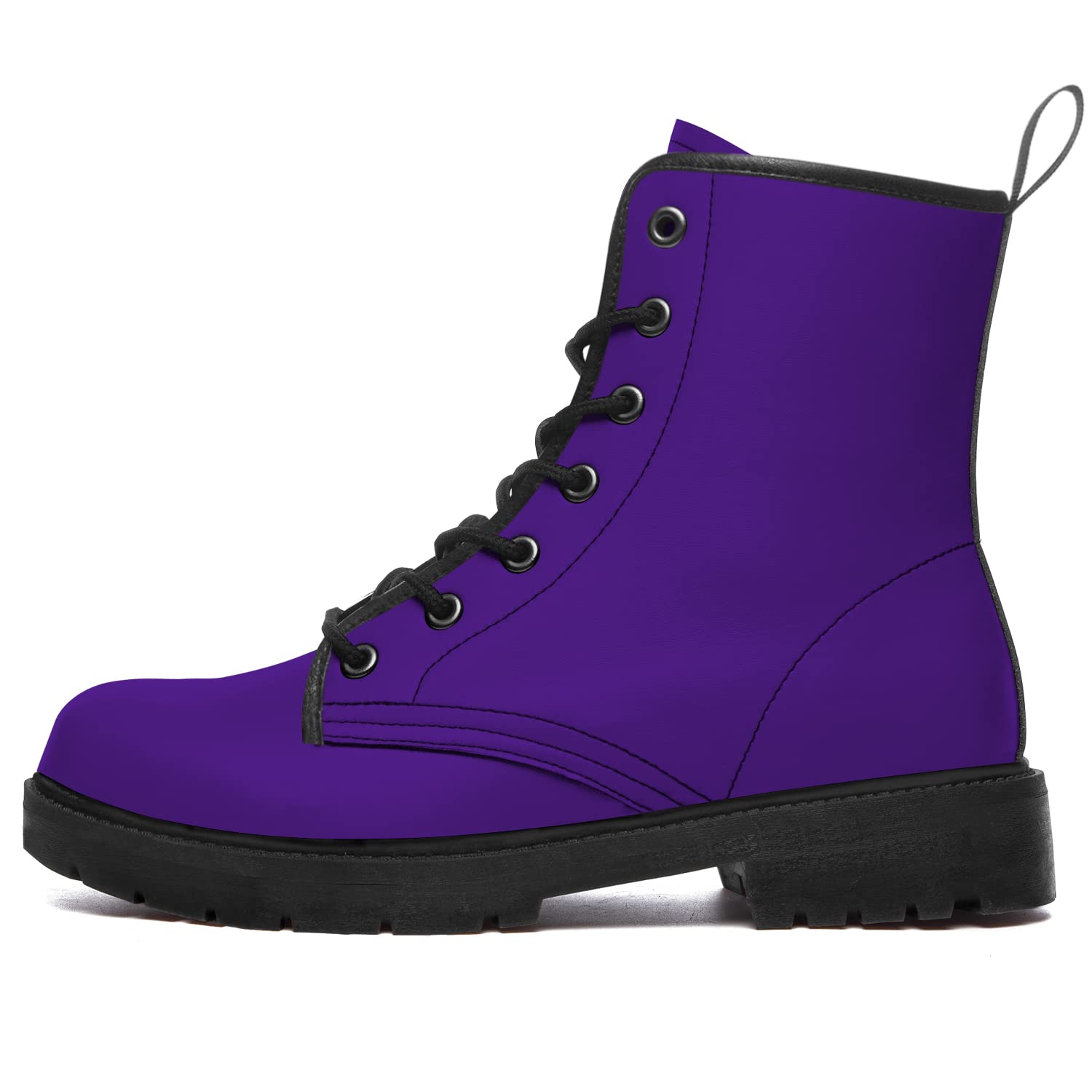 Klomax Purple Boots for Women Men Combat Boots Lace-up Ankle Booties