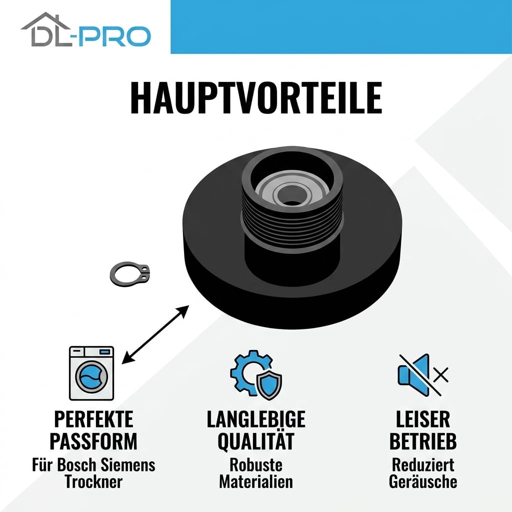 DL-pro Rolka napinająca do Bosch Siemens 00600436 600436 rolka jezdna rolka do silnika dwupasmowego do SelfCleaning Classixx Exxcel Avantixx Ascenta suszarka pralko-suszarka