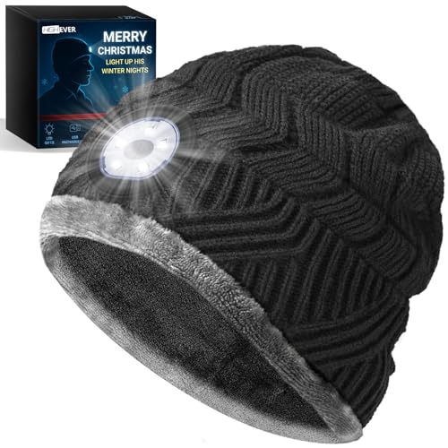 HIGHEVER LED Beanie Hat with Light: Christmas Stocking Stuffers for