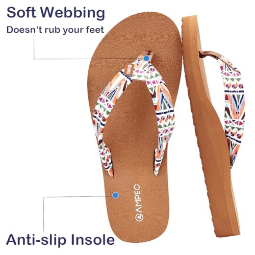 Ampeo Women's Arch Support Flip Flops Comfortable Casual Summer Beach Thong Sandals