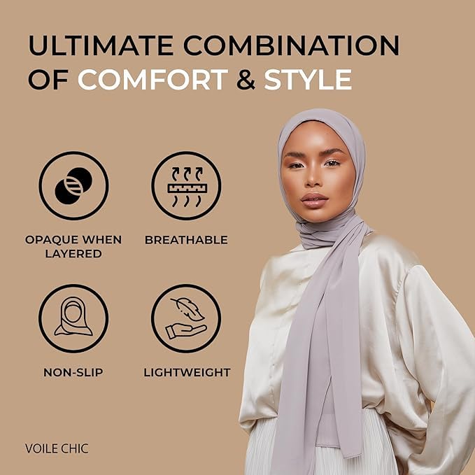 VOILE CHIC Luxury Chiffon Hijab Scarf for Women - Made in Turkey - Islamic Head Scarf Wrap for Muslim2