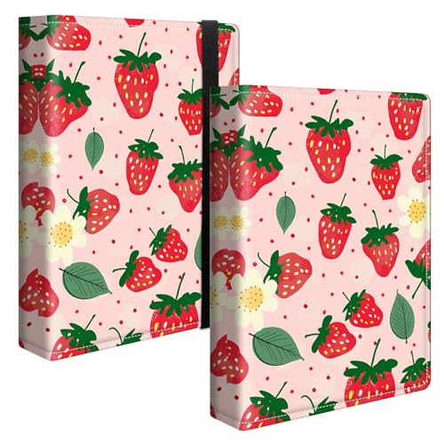 Image of Strawberry Photo Album 4x6 120 Pockets Photos with Strong Elastic Band, Small Mini Albums Sheet Protector Folder for Photos, Album for Family Wedding Anniversary Baby Women Men Vacation Gift
