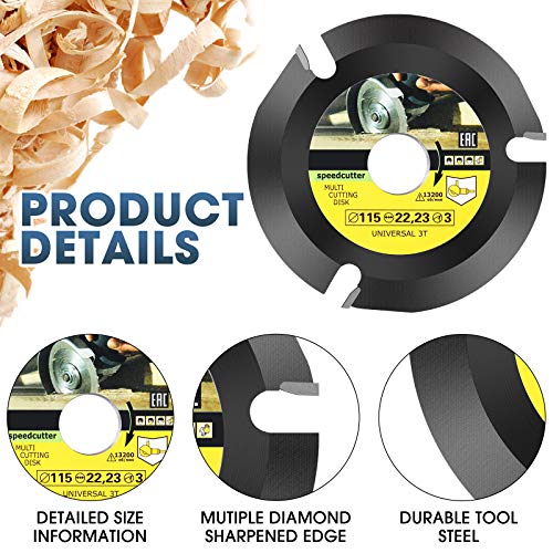 4 Pieces Angle Grinder Wood Carving Disc Shaping Disc 6 Teeth and 12 Teeth Wood Carving Disc Angle Grinder Attachments Grinder Tools for Wood Cutting Polishing Shaping